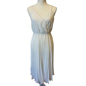 Ali & Jay White Pleated Midi Dress Wrap Front Spaghetti Strap Size Medium